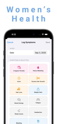 PCOS Symptoms Cycles Tracker iPhone screenshot