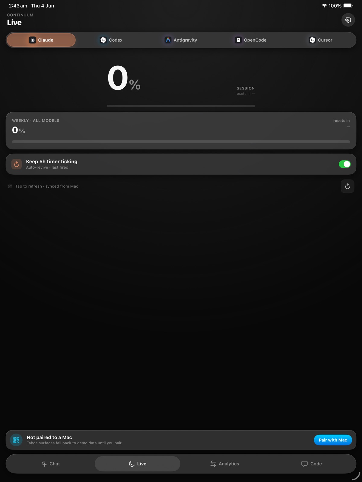Continuum: Claude, Codex, Grok ipad screenshot 1