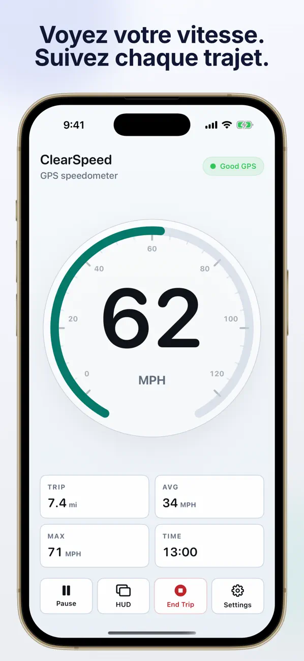Screenshot #1 pour ClearSpeed Compteur de vitesse