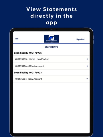 Excel Funding Mobile Access iPad screenshot