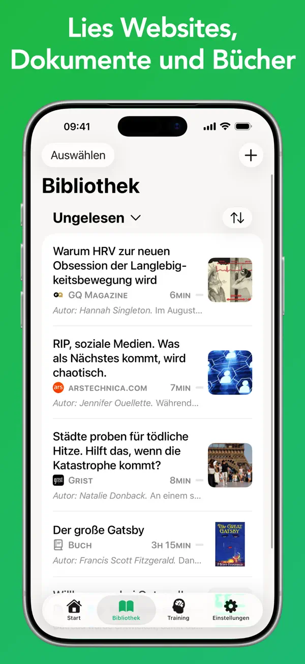 Outread: Schnelllesen, Screenshot 3