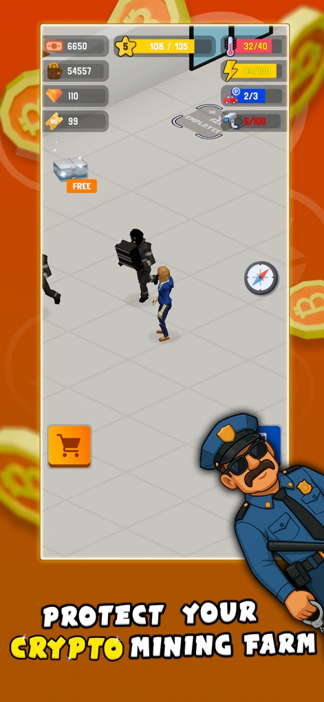 Bitcoin Miner Bro - Tycoon - Players deploy security personnel like guards to protect their valuable mining assets and maintain order within the facility.