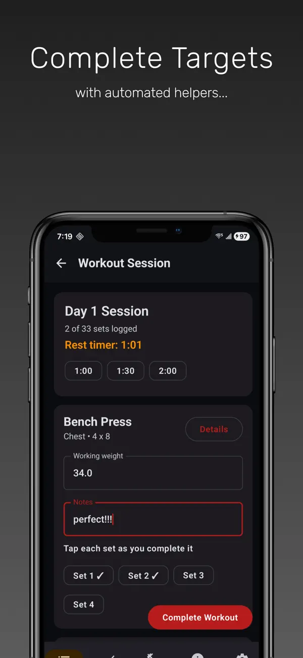 Screenshot #3 pour Bigger Men - Gym workouts plan