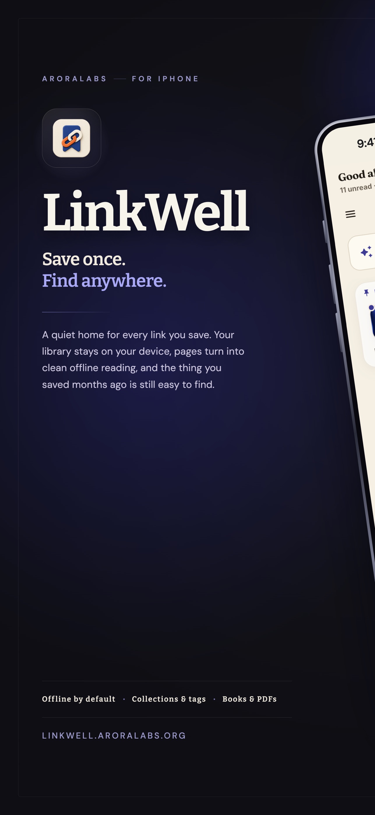 Screenshot 1 of LinkWell: Bookmark Manager