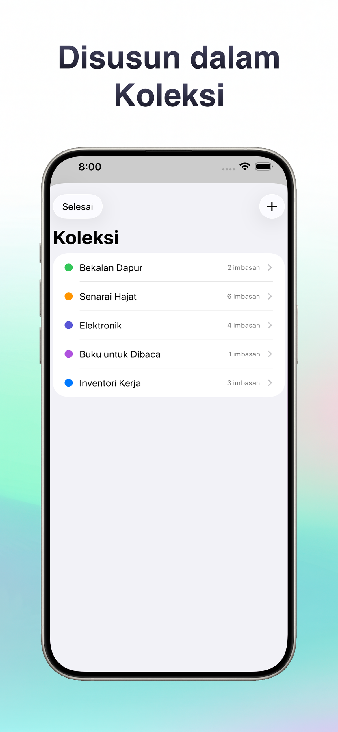 Disusun dalam Koleksi