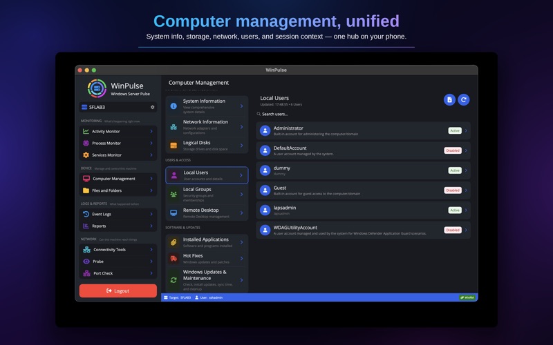 WinPulse - Windows Admin App screenshot