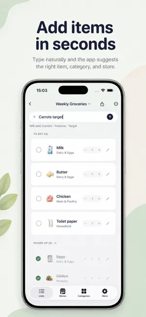 Groceries — Smart Lists screenshot 2