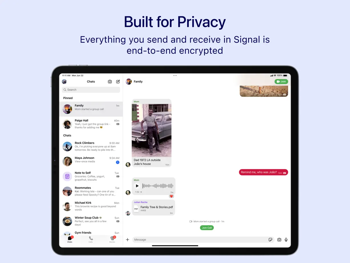 Signal iPad screenshot 1
