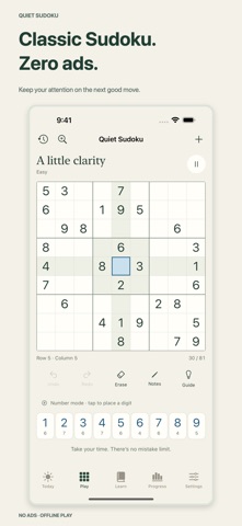 Quiet Sudoku: Classic Puzzles screenshot 1