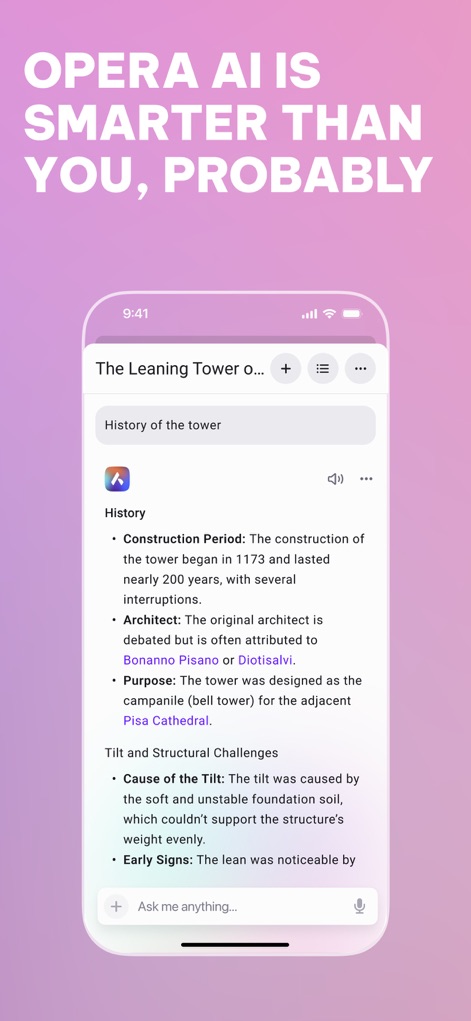 Opera: AI browser with VPN - 賢いAIアシスタント