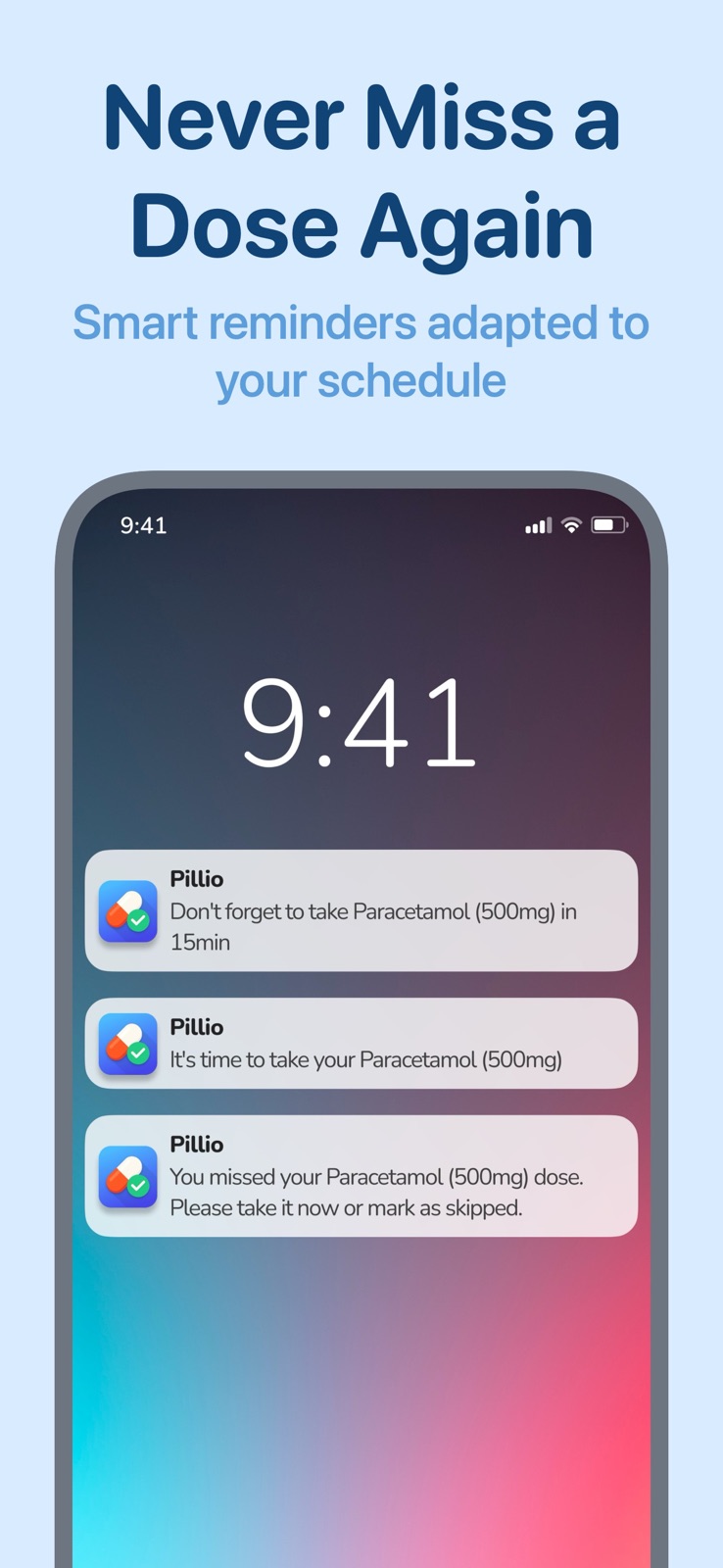 Pillio Pill Reminder & Tracker iphone screenshot 1