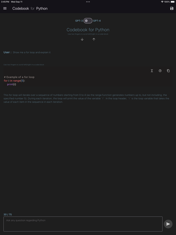 #6. Codebook - AI Coding Companion (iOS) بواسطة: Noah Clark