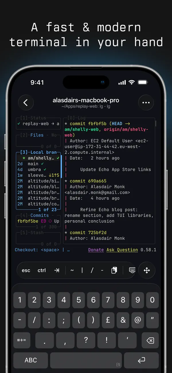 #1. Echo - SSH + Mosh Client (iOS) Bởi: Replay Software Limited