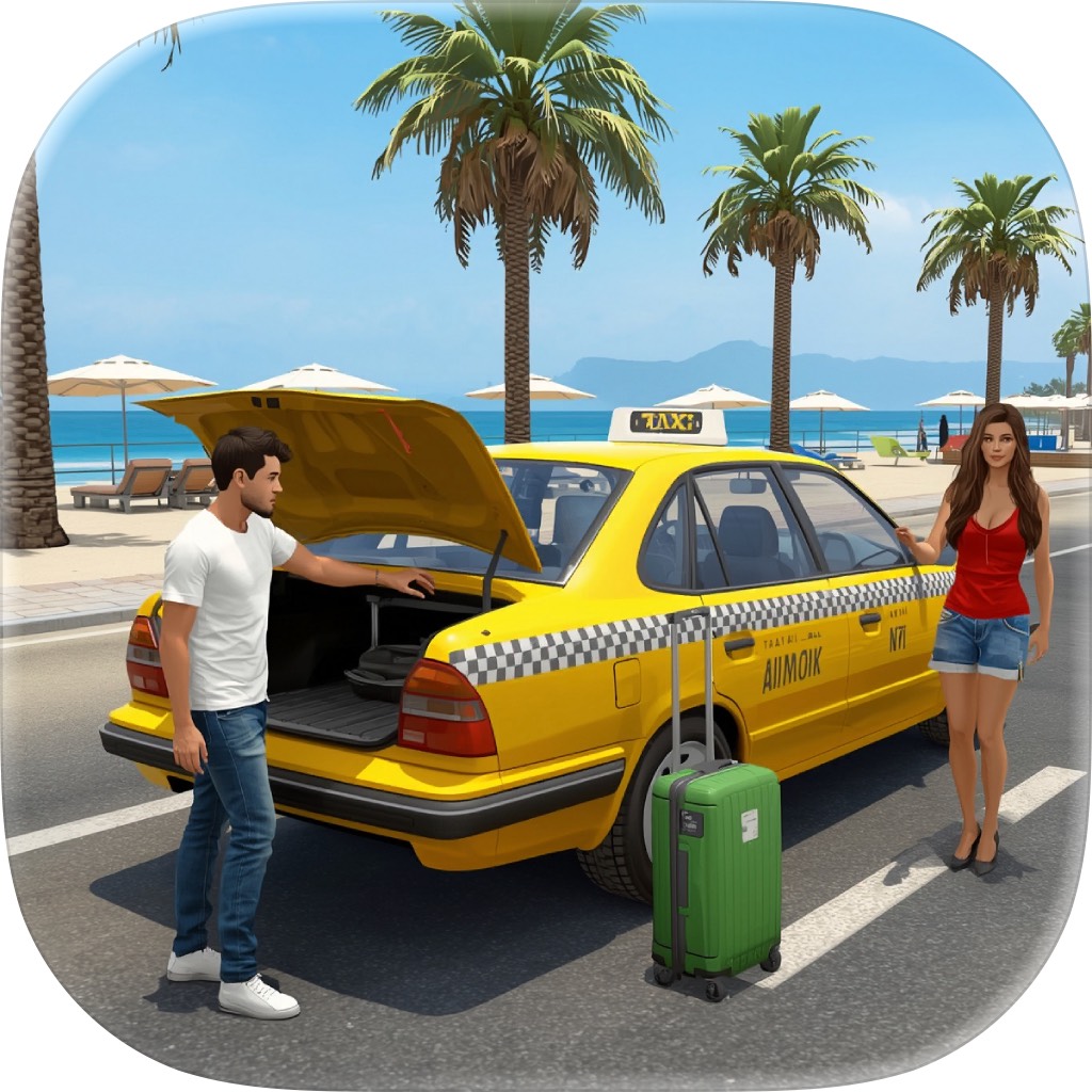 Apple App Store cover for Grab City Taxi: Car Games 3D