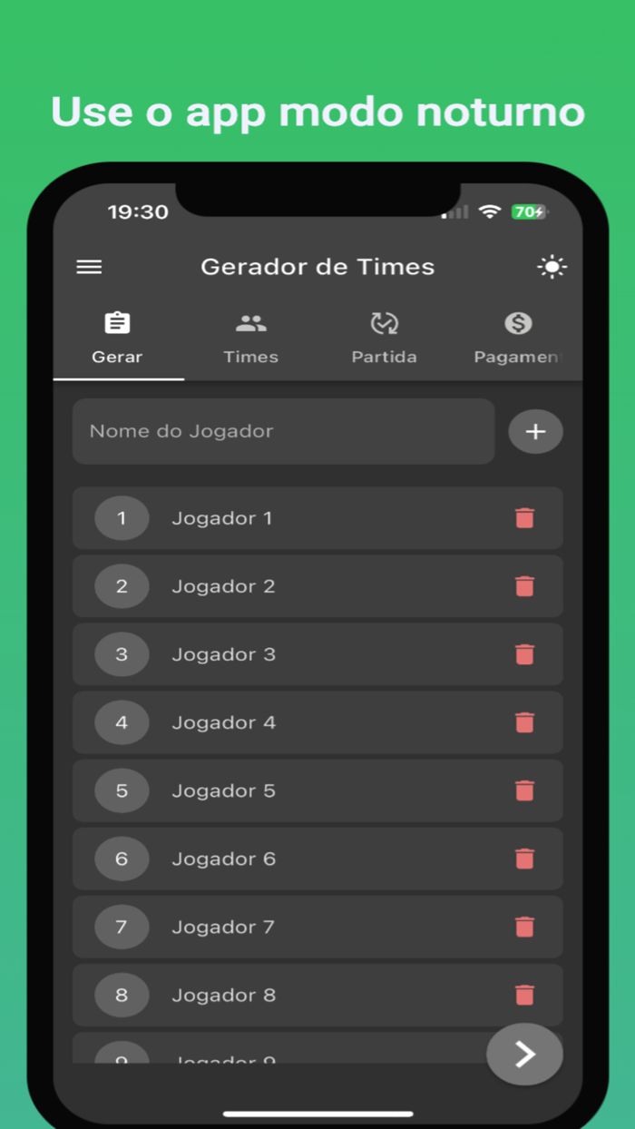 Sorteio de Times - Futebol