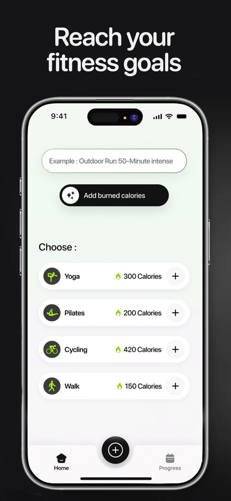 Calorie AI - Food Scan - Los usuarios pueden registrar y añadir calorías quemadas de actividades como yoga y ciclismo, contribuyendo así a alcanzar sus metas de fitness.