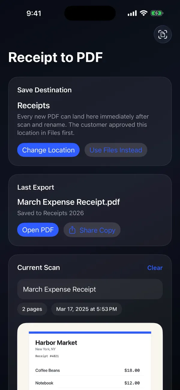 Receipt to PDF Screenshot 2