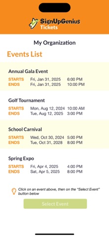 SignUpGenius Tickets - Legacy Screenshot 1 of 3