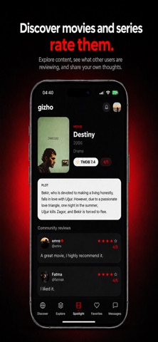 Gizho - movie series & social iPhone screenshot