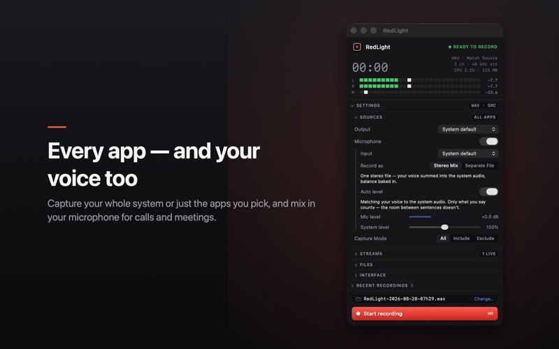 RedLight System Audio Recorder screenshot