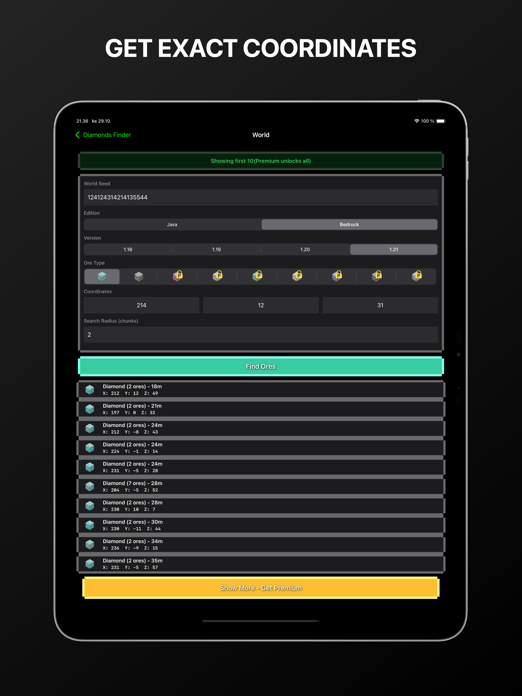 Diamonds Finder For Minecraft