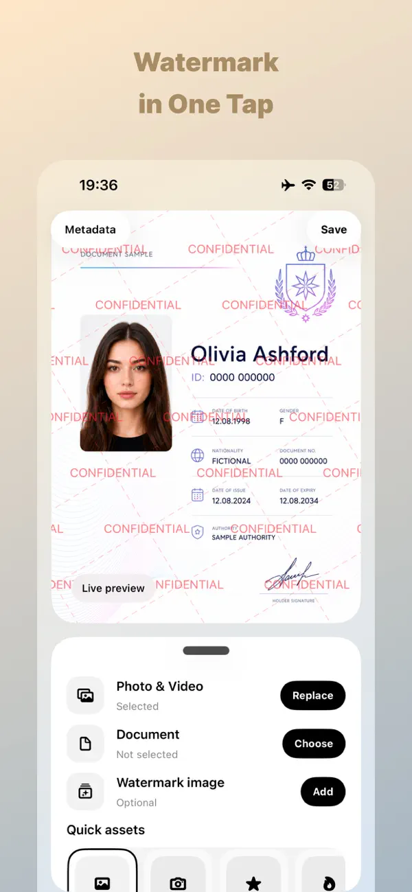 Screenshot #1 pour Filigrane, Protection