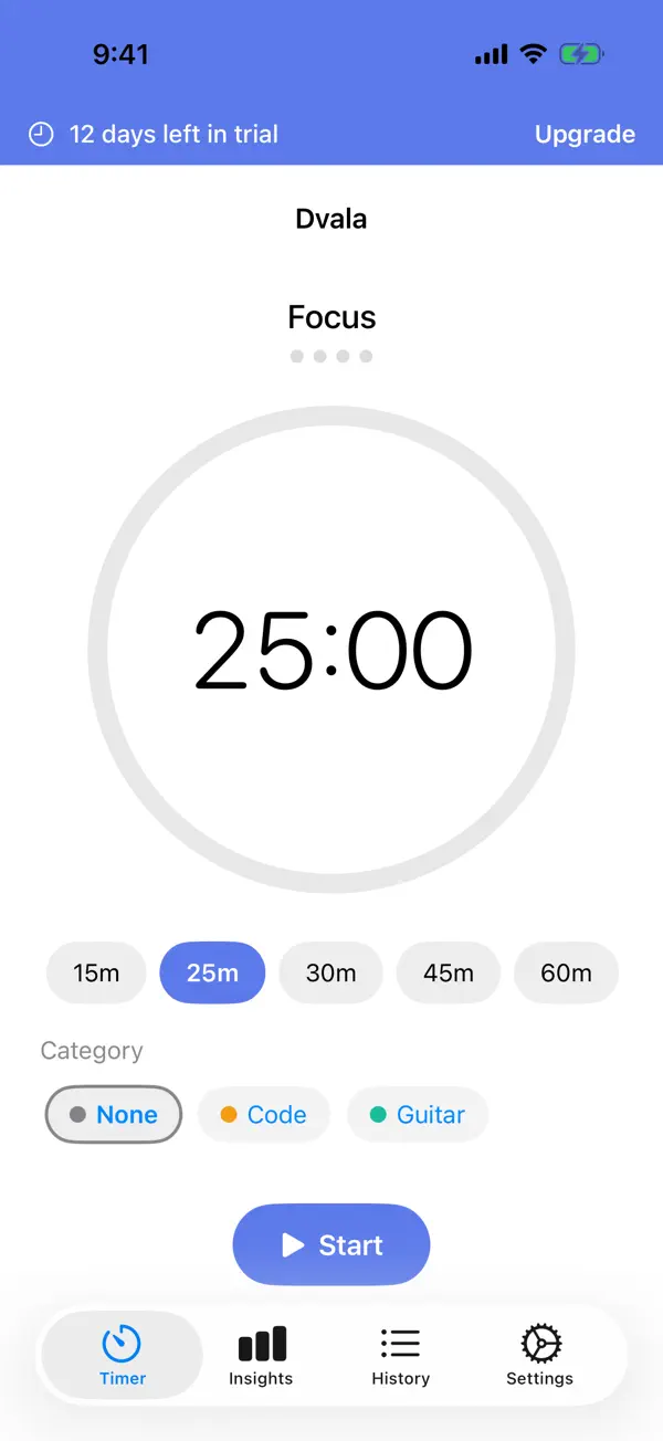 #5. Dvala - Focus Timer (iOS) Ved: Sebastian Bolling