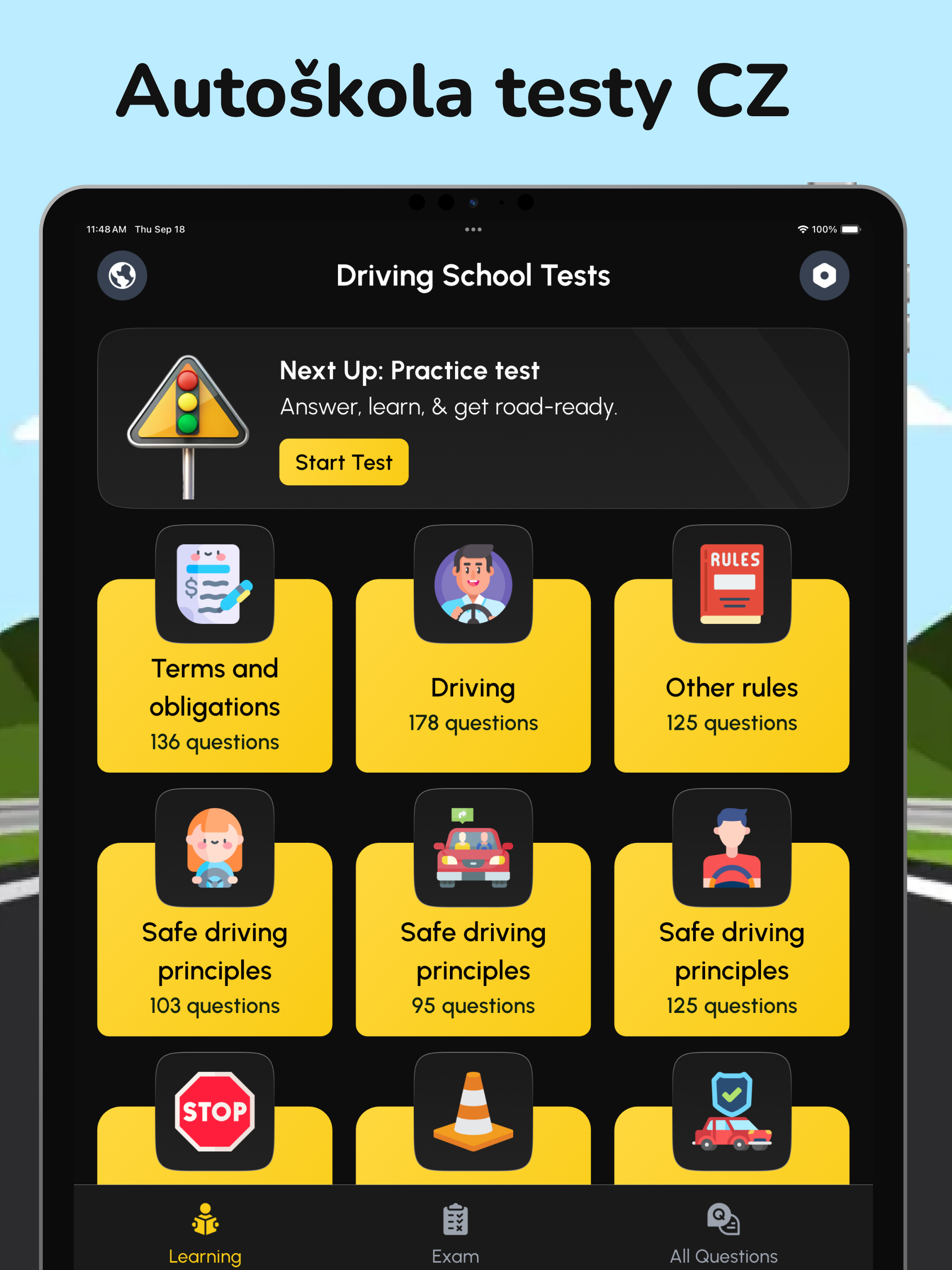 Driving school tests (CZ)