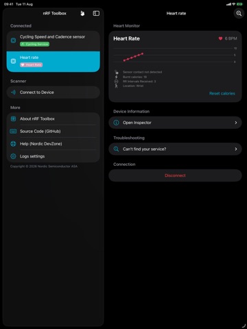 nRF Toolbox iPad screenshot