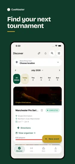 Скриншот CueMasters: Cue Sports Network на iPhone 1