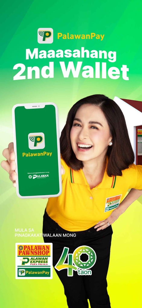 PalawanPay - This initial view showcases the app's clean branding and its direct connection to the reputable Palawan Pawnshop and Palawan Express Pera Padala network, emphasizing its status as a reliable second wallet.