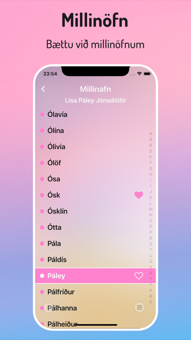 Barnanöfn Screenshot