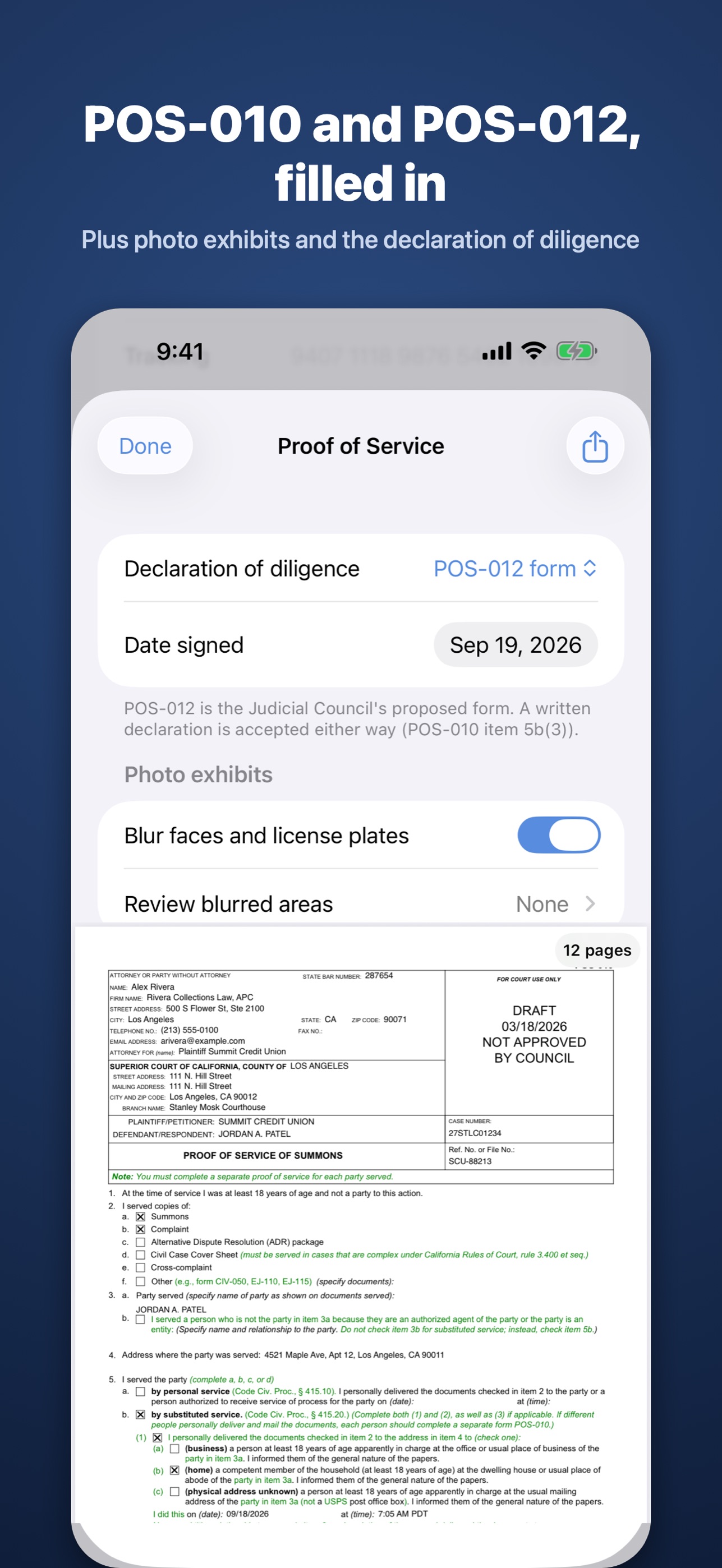 Screenshot 4 of Affiant: Proof of Service