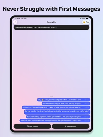 Wing Rizz AI: Dating Assistant iPad screenshot