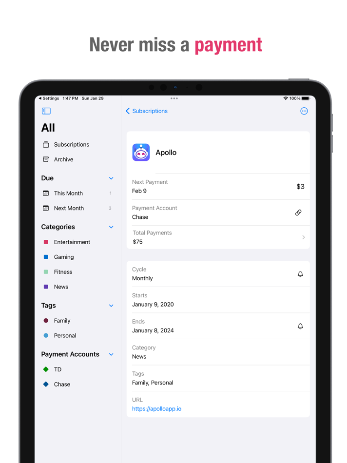 #3. Subscriptions - Track Expenses (iOS) Ved: Touchbits Inc.