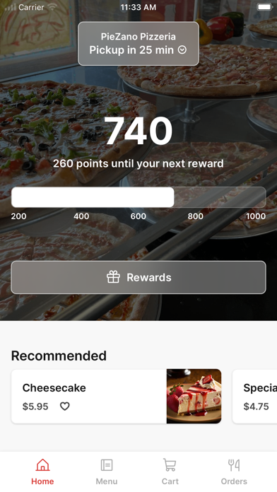 PieZano Pizzeria iPhone screenshot 1 - Food & Drink app