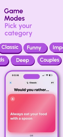 Would You Rather Gametime AI iPhone screenshot