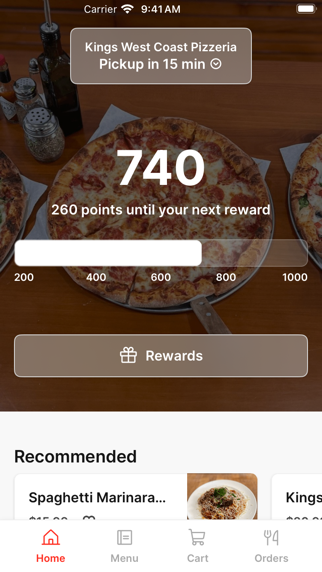 Kings WC Pizzeria app screenshot