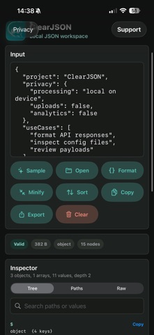 ClearJSON screenshot