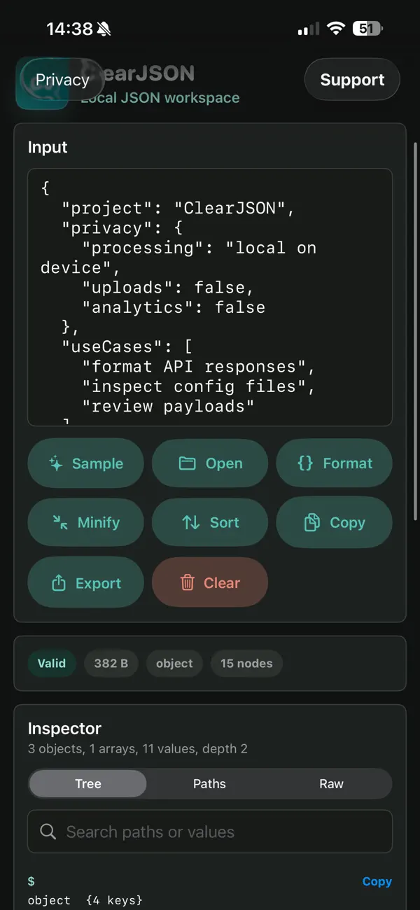 #4. ClearJSON (iOS) Von: Grove OU