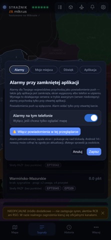 Strażnik: alarm powietrzny iPhone screenshot 6