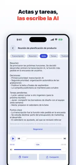 Captura de pantalla de AI Voice Recorder Pro en iPhone 2