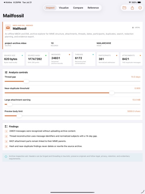 Mailfossil: Archive Lab screenshot 2