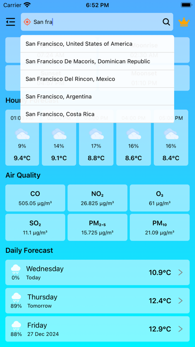 Weather: live forecast Screenshot