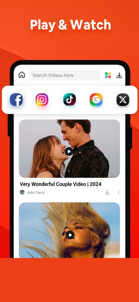 Private Video Browser - Explore a world of content with quick access icons to major social media platforms and seamlessly watch videos within the app's integrated player.