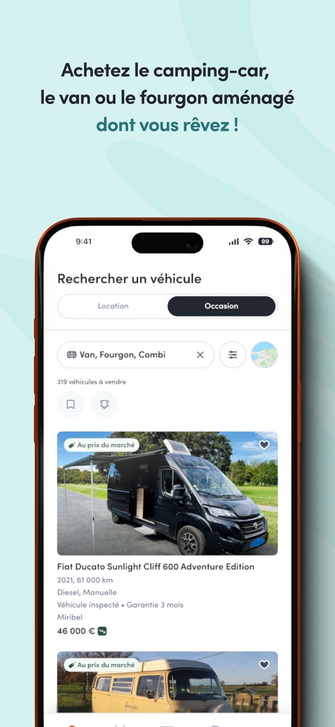 Wikicampers - レンタルと中古車の切り替えタブや詳細な検索フィルターを活用し、専門家による車両検査と3ヶ月保証付きのリスティングから、理想のキャンピングカーを見つけることができます。