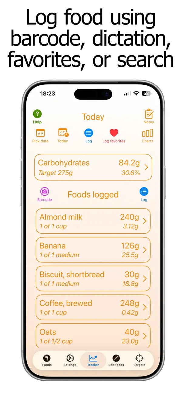 Screenshot #1 pour Carb Counter and Tracker