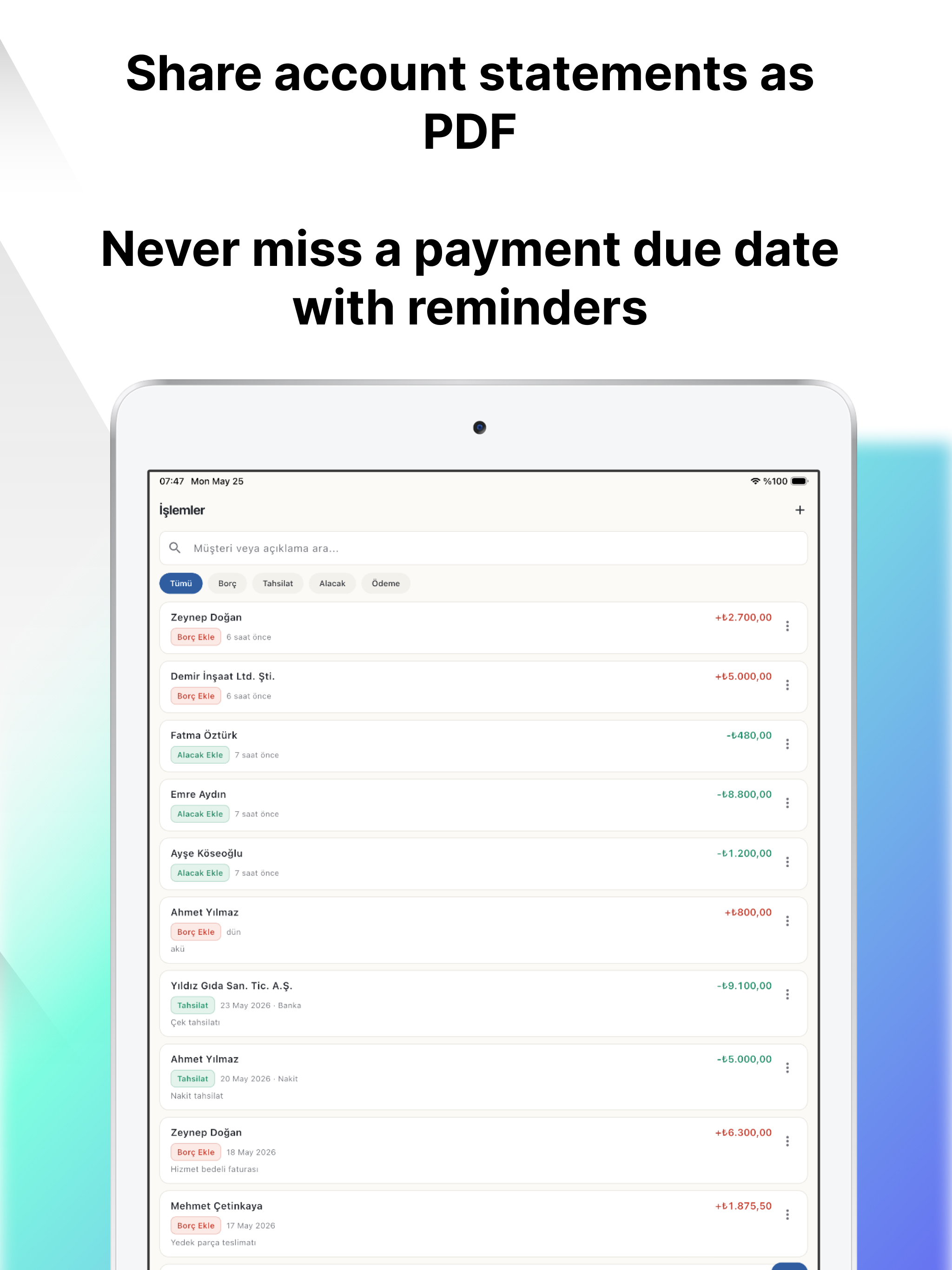 Customer Ledger - Hesapsis