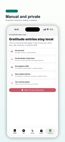 Tiny Gratitude Ledger のスクリーンショット