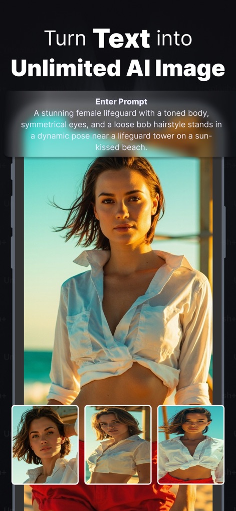 Pika Labs: AI Trend Effects - Transformez le texte en images IA illimitées, illustré par la saisie d'un prompt détaillé et les multiples variations de portraits générés.